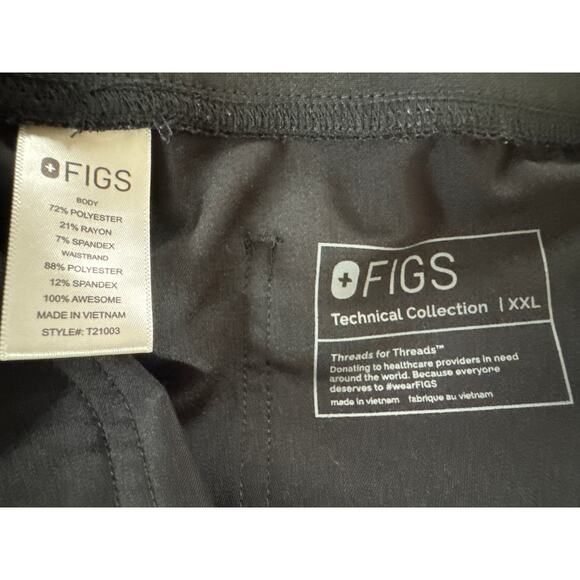 Figs Black Scrub Pants Size XXL Drawstring Waist, Stretch - Picture 5 of 8